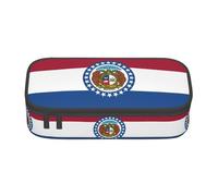 YQTGBCED Trousse à crayons multifonction avec imprimé drapeau de l'État du Missouri - Grande capacité, Noir , Taille unique, Étui à clé