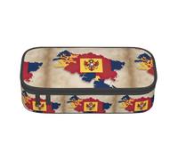 YQTGBCED Trousse à stylos de grande capacité avec organiseur, tissu Oxford, plusieurs compartiments, drapeau du Monténégrin abstrait, Noir , Taille unique, Trousse de maquillage