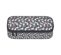 YQTGBCED Trousse à stylos de grande capacité avec organiseur, tissu Oxford, plusieurs compartiments Motif chien et fleurs Blanc, Noir , Taille unique, Trousse de maquillage