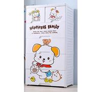 yqtoy Armoire De Rangement en Plastique pour Augmenter La Garde-Robe des Enfants Casier De Dessin Animé Vêtements Finition Commode-Chien De Modèle_4 Couches