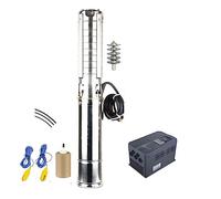 YQVEOT Fontaine Solaire, Pompes de puits Profonds Submersibles solaires de 4 Pouces 10HP, modèle de contrôleur MPPT de Pompe à Eau Solaire en Acier Inoxydable (4EPSC25/168-D380/7500)