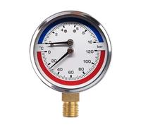 YQVEOT Manomètre Thermo-manomètre Compact, manomètre de température de chaudière, Mesure 0-10 Bar 0-120 ℃, adapté système de Chauffage par Le Sol