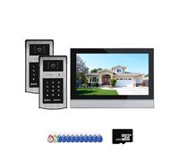 YQVEOT Sonnette sans Fil avec Caméra, Tuya WiFi 1080P Interphone vidéo Visiophone Écran Tactile 10'' Sonnette vidéo Caméra de Porte Système de sécurité Mot de Passe RFID(2v1 10inch 32G Card)