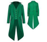 YQVGFBY Manteau de frack gothique steampunk pour homme, veste vintage victorienne médiévale, uniforme de smoking, de pirate de la Renaissance, de vampire, cosplay, costume pour adulte et homme (vert