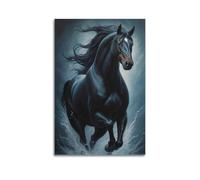 YQXTRB Grand poster d'animal cheval noir sur toile - Impression sur toile - Décoration murale moderne pour chambre à coucher - 40 x 60 cm