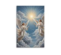 YQXTRB Poster chrétien sur toile représentant deux anges sous le soleil chaud - Affiches murales décoratives et artistiques modernes pour chambre à coucher - 60 x 90 cm