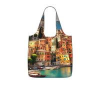 YQxwJL Beau sac fourre-tout pliable imprimé italien, sac de courses réutilisable, sac d'épicerie résistant aux déchirures pour le travail, les voyages, capacité de 25 l, noir, One Size, Sacs à dos