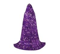 YQxwJL Belle cape d'Halloween violette à paillettes pour adolescent avec capuche longue unisexe pour fête, bal masqué, jeu de rôle