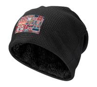 YQxwJL Bonnet de ski coupe-vent doublé en polaire avec imprimé symboles de l'Angleterre - Cadeau pour homme et femme par temps froid, Noir , Taille unique