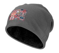 YQxwJL Bonnet de ski coupe-vent doublé en polaire avec imprimé symboles de l'Angleterre - Cadeau pour homme et femme par temps froid, gris, Taille unique