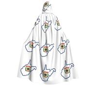 YQxwJL Cape à capuche avec drapeau de l'État de Virginie-Occidentale pour adulte homme femme magicien vampire chevalier déguisement