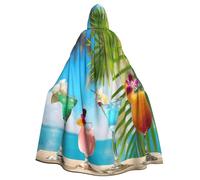 YQxwJL Cape à capuche avec imprimé cocktails tropicaux pour adulte, longue cape unisexe pour sorcière, cosplay, fête, bal masqué