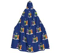 YQxwJL Cape à capuche avec imprimé drapeau de l'État de New York pour adulte, homme, femme, magicien, vampire, chevalier, costume