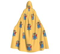 YQxwJL Cape à capuche avec imprimé drapeau du New Jersey pour adulte, homme, femme, magicien, vampire, chevalier, costume
