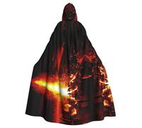 YQxwJL Cape à capuche avec imprimé volcan pour adulte - Longue cape unisexe pour sorcière, cosplay, fête, bal masqué