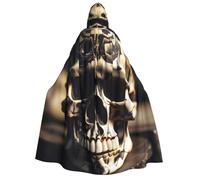 YQxwJL Cape à capuche avec motif tête de mort, squelette et os - Pour homme et femme - Costume de magicien, vampire, chevalier