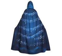 YQxwJL Cape à capuche bleue avec imprimé notes de musique pour adultes, hommes, femmes, magicien, vampire, chevalier, déguisement