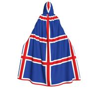 YQxwJL Cape à capuche imprimée drapeau de l'Islande pour adulte, longue cape pour fête, femme, homme, carnaval, bal masqué