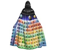 YQxwJL Cape à capuche imprimée du tableau périodique des éléments pour Halloween, pour homme et femme, magicien, vampire, chevalier, déguisement