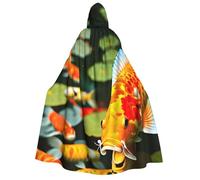 YQxwJL Cape à capuche japonaise avec imprimé poisson koï pour adultes, hommes, femmes, magicien, vampire, chevalier, déguisement