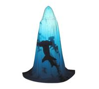 YQxwJL Cape à capuche longue et chaude pour adolescent, motif requins marteaux, costume de sorcière vampire, sorcière