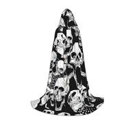 YQxwJL Cape à capuche longue et chaude pour adolescent, motif tête de mort, pour carnaval, sorcière, vampire, sorcière