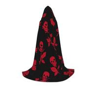YQxwJL Cape à capuche longue et chaude pour adolescent, motif tête de mort, rose, costume de sorcière de vampire