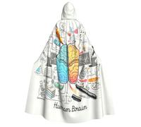 YQxwJL Cape à capuche pour adulte avec imprimé cerveau humain, longue cape pour fête, femme, homme, carnaval, bal masqué