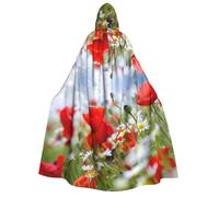 YQxwJL Cape à capuche pour adulte avec imprimé fleurs de prairie et de marguerites - Longue cape pour fête, carnaval, bal masqué