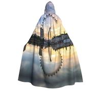 YQxwJL Cape à capuche pour adulte avec imprimé londres - Longue cape - Costume pour fête, femme, homme, carnaval, bal masqué