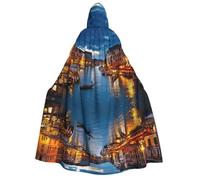 YQxwJL Cape à capuche pour adulte avec imprimé Venise Night - Longue cape pour fête - Pour homme et femme - Carnaval