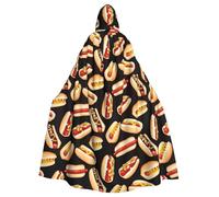 YQxwJL Cape à capuche pour femme avec imprimé Hot Dogs - Longue cape chaude pour l'hiver - Costume de cosplay - Déguisement de bal masqué
