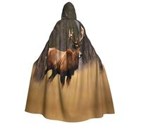 YQxwJL Cape à capuche pour Halloween, motif cerf, ours, élan, pour adulte, homme, femme, magicien, vampire, chevalier, déguisement