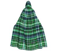 YQxwJL Cape à capuche pour Halloween, motif tartan écossais bleu et vert, pour homme et femme, magicien, vampire, chevalier, déguisement