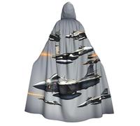 YQxwJL Cape à capuche pour homme et femme avec imprimé avions de chasse pour homme et femme, costume de magicien, vampire, chevalier, déguisement