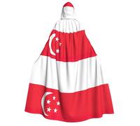 YQxwJL Cape à capuche unisexe avec imprimé drapeau de Singapour - Cape de carnaval avec capuche pour déguisement de sorcière corbeau
