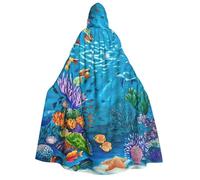 YQxwJL Cape à capuche unisexe avec imprimé tortue de mer, poisson tropical, étoile de mer, carnaval, costume de sorcière, corbeau, cosplay