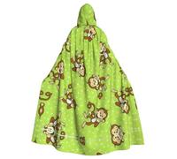 YQxwJL Cape à capuche verte intelligente avec imprimé singe pour adulte, costume long unisexe pour sorcière, cosplay, fête, bal masqué