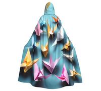 YQxwJL Cape de carnaval imprimé grues en papier origami, cape à capuche, cape de sorcier, pour adultes, costumes d'Halloween et cosplay