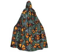 YQxwJL Cape d'Halloween à capuche avec imprimé papillons monarques pour adultes, hommes et femmes, magicien, vampire, chevalier, déguisement