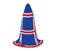 YQxwJL Cape d'Halloween avec capuche imprimée drapeau de l'Islande pour adolescent, longue cape unisexe pour fête, bal masqué, jeu de rôle