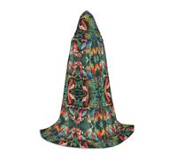 YQxwJL Cape d'Halloween longue unisexe avec capuche pour adolescent, motif plantes tropicales et perroquets, pour fête, bal masqué, jeu de rôle