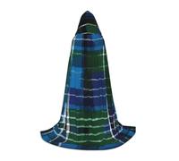 YQxwJL Cape d'Halloween unisexe avec capuche pour adolescent Motif tartan écossais Bleu et vert