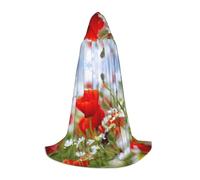 YQxwJL Cape longue à capuche avec imprimé fleurs de prairie et marguerites pour adolescent, costume de carnaval pour fête de jeunes, cosplay, déguisement