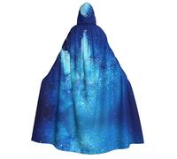 YQxwJL Cape longue à capuche bleue avec imprimé papillon étoilé galaxie pour Noël, carnaval, fête costumée