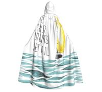 YQxwJL Cape longue à capuche imprimée avec citations « Let your dreams set sail » pour cosplay, Noël, carnaval, fête costumée