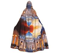 YQxwJL Cape longue à capuche imprimée Cité du Vatican pour cosplay, Noël, carnaval, fête costumée