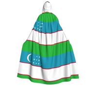 YQxwJL Cape longue à capuche imprimée drapeau de la République d'Ouzbékistan pour Noël, carnaval, fête costumée