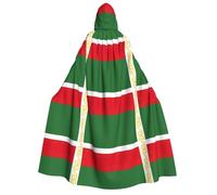YQxwJL Cape longue à capuche imprimée drapeau de la République tchétchène pour cosplay, Noël, carnaval, fête costumée