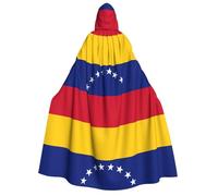 YQxwJL Cape longue à capuche imprimée drapeau du Venezuela pour cosplay, Noël, carnaval, fête costumée